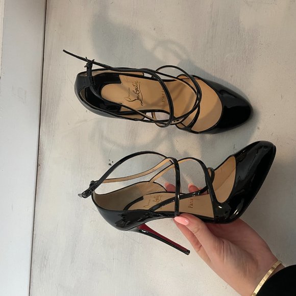 Christian Louboutin Soustelissimo 100 D'Orsay Pumps Black Patent Leather. - Picture 3 of 10